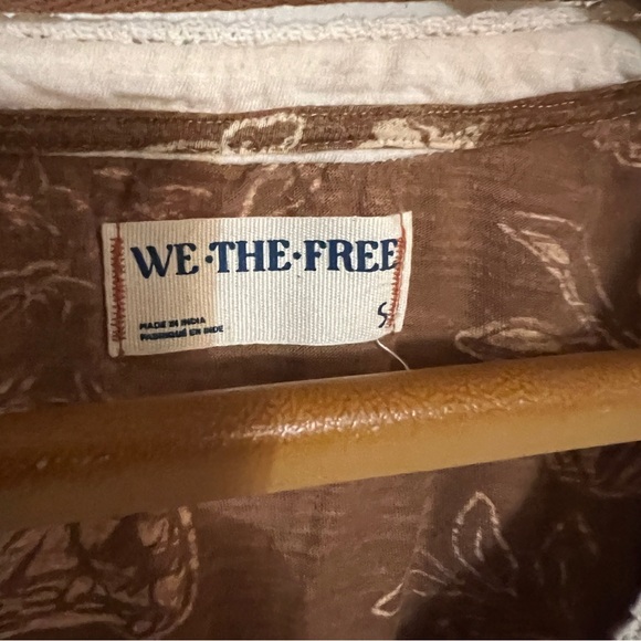 We The Free Brown and Cream Floral Short Sleeve Top S - Picture 4 of 9